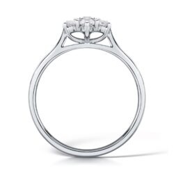 A beautiful cluster engagement ring with a round cut centre diamond, surrounded by 6 round cut diamonds. - Image 2