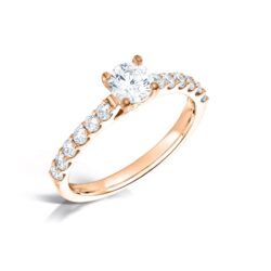 Valerio Solitaire Round Brilliant Engagement Ring With 12 Grain Set Diamonds On Shoulder - Image 5