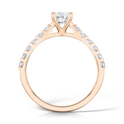 Valerio Solitaire Round Brilliant Engagement Ring With 12 Grain Set Diamonds On Shoulder - Image 6
