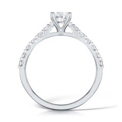 Valerio Solitaire Round Brilliant Engagement Ring With 12 Grain Set Diamonds On Shoulder - Image 2