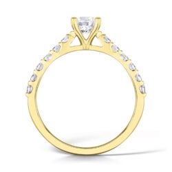Valerio Solitaire Round Brilliant Engagement Ring With 12 Grain Set Diamonds On Shoulder - Image 4