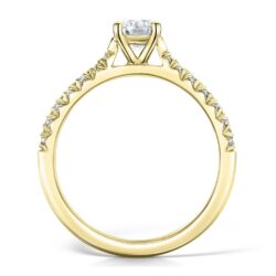 Valerio Solitaire Round Brilliant Engagement Ring With 14 Graduated Grain Set Diamonds On Shoulder - Image 4