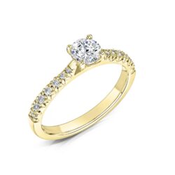 Valerio Solitaire Round Brilliant Engagement Ring With 14 Graduated Grain Set Diamonds On Shoulder - Image 3